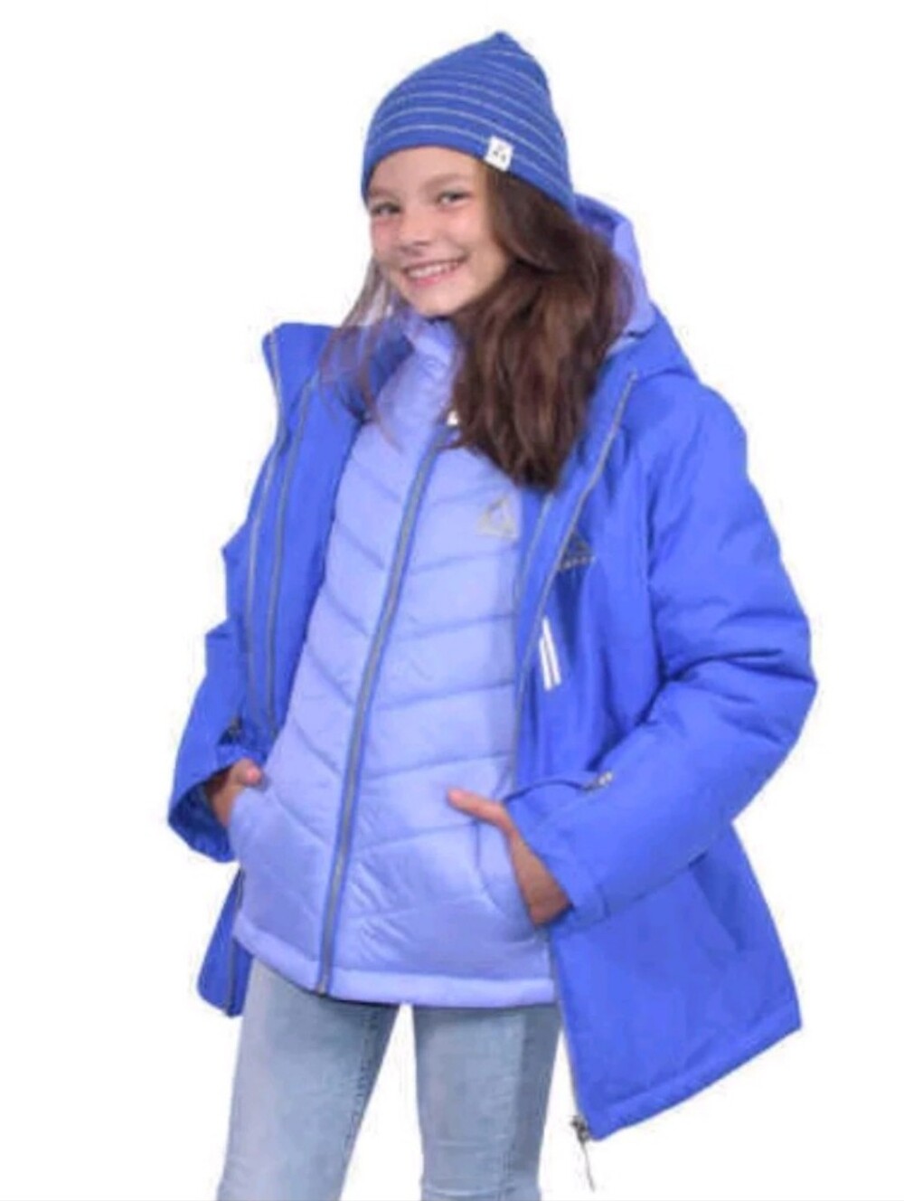 Gerry Youth 3 In 1 System Jacket Hooded Puffer Larkspur Lilac Medium Size 10/12